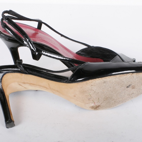 Women's Black Patent Cole Haan Open Toe Heels 7.5M - Picture 5 of 5